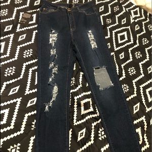 Women’s Distressed Dark Blue Jeans Size 1X